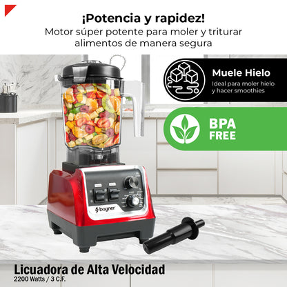 Licuadora de Alta Potencia Bogner BSB03R 2200W | Vaso de Tritán