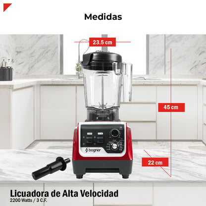 Licuadora de Alta Potencia Bogner BSB03R 2200W | Vaso de Tritán