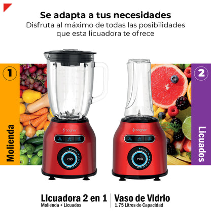 Bogner Combo Licuadora 2 En 1 Con Vaso Para Licuados 1200W + Vaso Extra