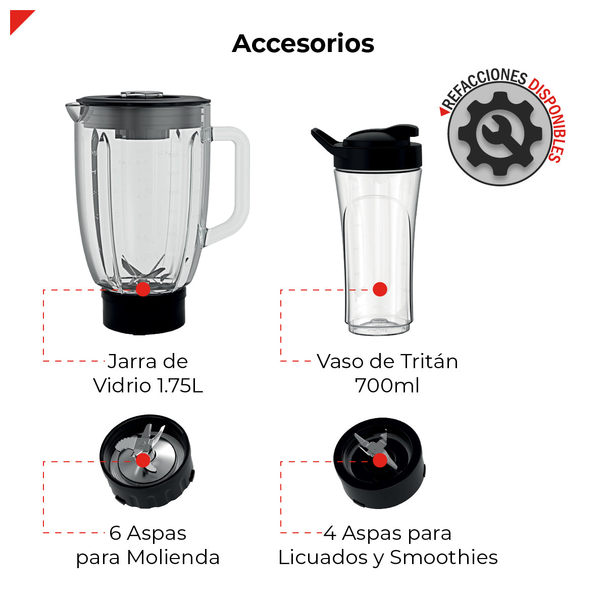 Bogner Combo Licuadora 2 En 1 Con Vaso Para Licuados 1200W + Vaso Extra