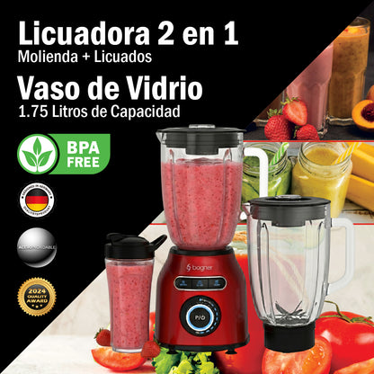 Bogner Combo Licuadora 2 En 1 Con Vaso Para Licuados 1200W + Vaso Extra
