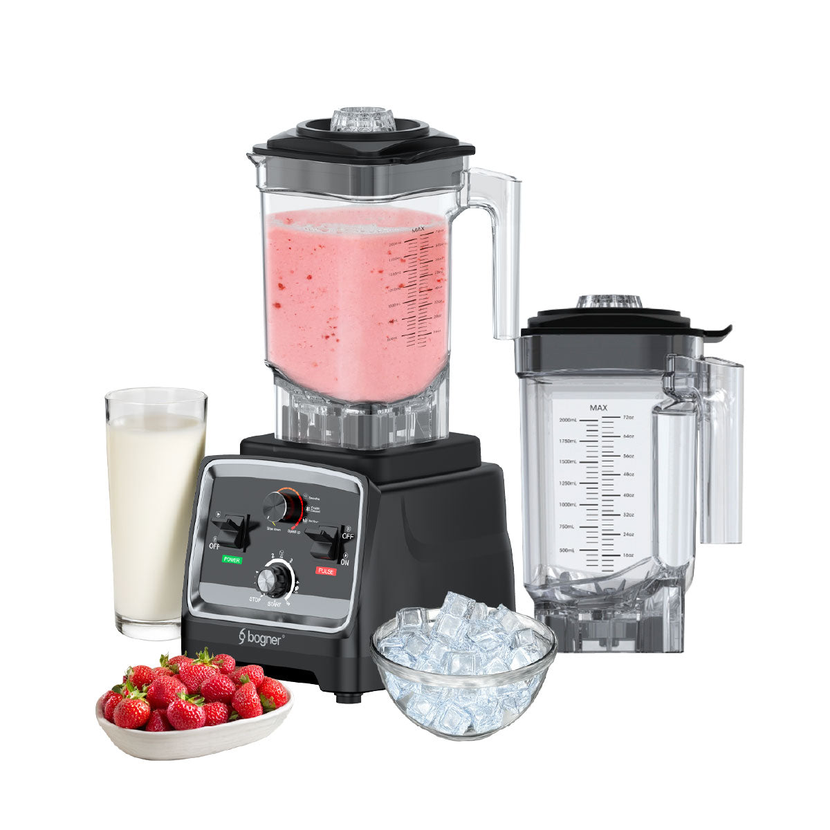 Bogner Combo Licuadora Comercial 2500w 2L Tritán BSB07N + Vaso Extra