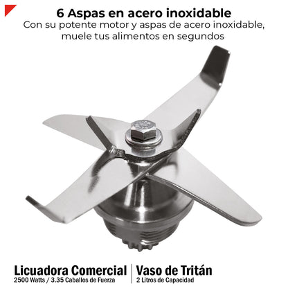 Bogner Combo Licuadora Comercial 2500w 2L Tritán BSB07N + Vaso Extra