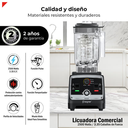 Bogner Licuadora Comercial 2500w 2l Tritán BSB07N