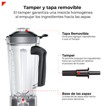 Bogner Combo Licuadora Comercial 2000w 2L Tritán BSB08S + Vaso Extra