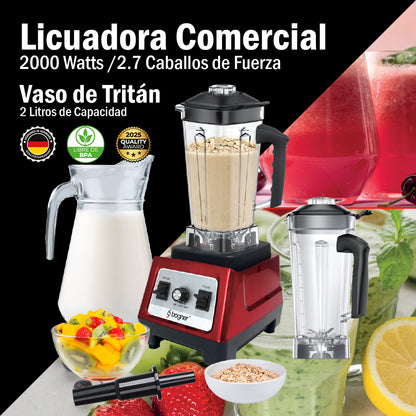 Bogner Combo Licuadora Comercial 2000w 2L Tritán BSB08S + Vaso Extra