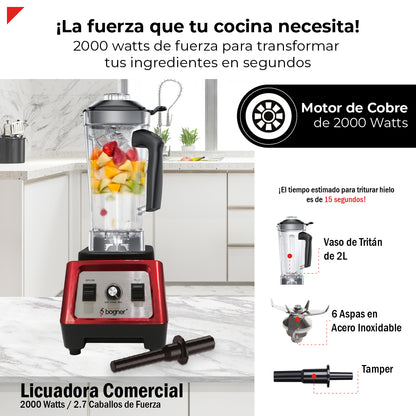 Bogner Licuadora Comercial 2000w 2l Tritán BSB08S