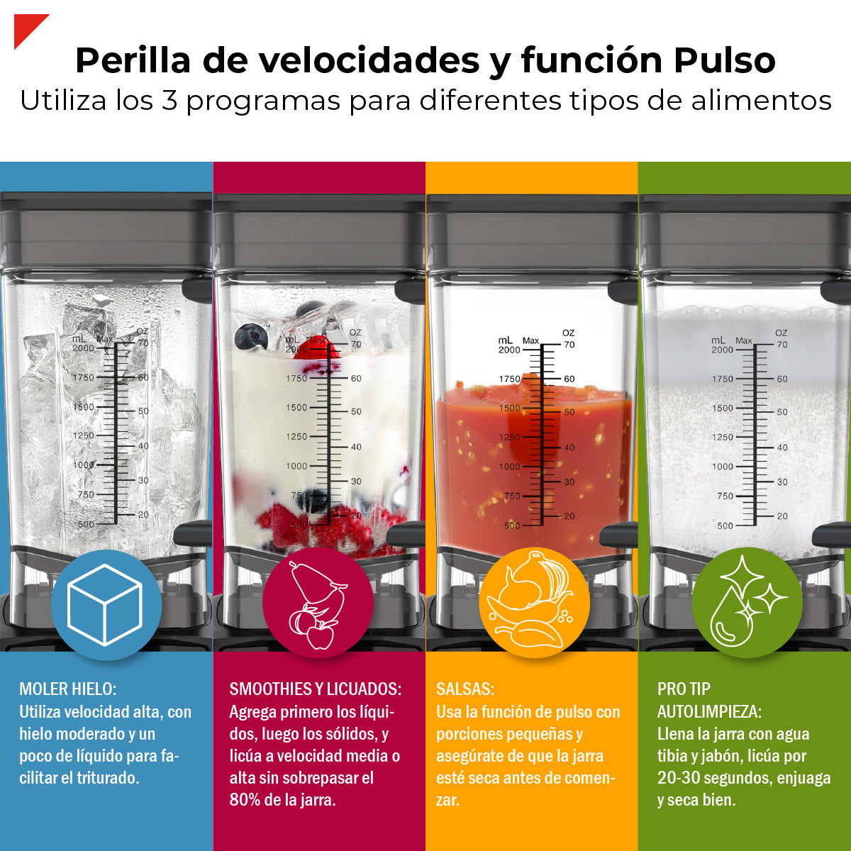 Bogner Combo Licuadora Profesional BSB09S – 3000W, 2L, Cuchillas Titanio + Vaso Extra