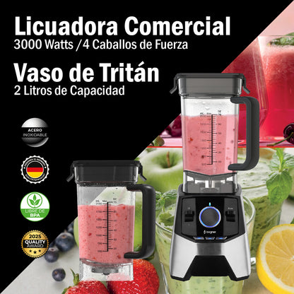 Bogner Combo Licuadora Profesional BSB09S – 3000W, 2L, Cuchillas Titanio + Vaso Extra