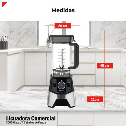 Bogner Licuadora Profesional BSB09S – 3000W, 2L, 3 Programas, Cuchillas Titanio, Acero Inoxidable