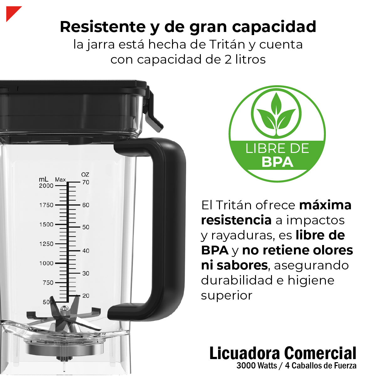 Bogner Licuadora Profesional BSB09S – 3000W, 2L, 3 Programas, Cuchillas Titanio, Acero Inoxidable