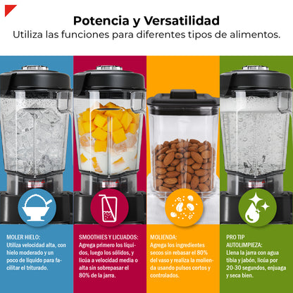 Bogner Licuadora Profesional BSB10XG 2500W (3.4 HP) con Jarra de Tritán 2L, Vaso de Molienda, Pantalla LED y Tamper