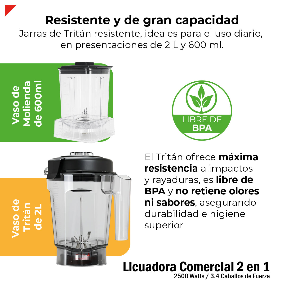 Bogner Licuadora Profesional BSB10XG 2500W (3.4 HP) con Jarra de Tritán 2L, Vaso de Molienda, Pantalla LED y Tamper