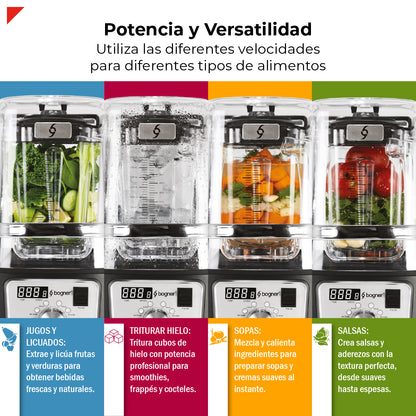 Bogner Combo Licuadora Silenciosa 3000w 4hp Tritán 2l + Vaso Extra