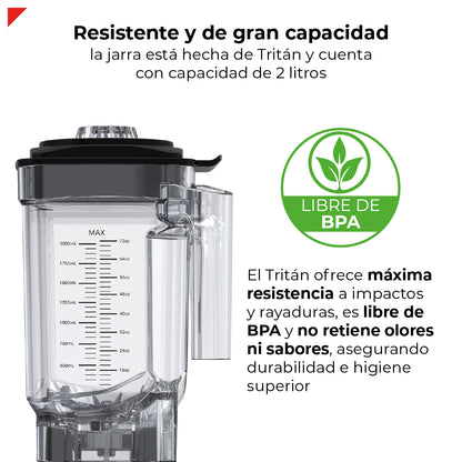 Bogner Combo Licuadora Silenciosa 3000w 4hp Tritán 2l + Vaso Extra