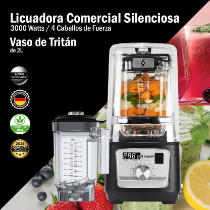 Bogner Combo Licuadora Silenciosa 3000w 4hp Tritán 2l + Vaso Extra