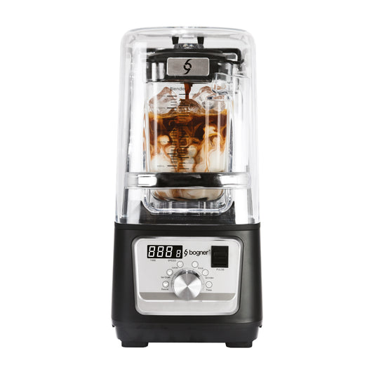 Bogner Licuadora Comercial  Silenciosa BSSB01 3000W (4 HP) con Cubierta Antiruido, Jarra de Tritán 2L, 6 Programas, Panel LED y Función Pulso