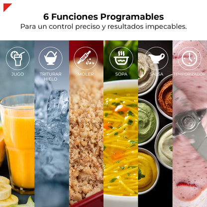 Bogner Licuadora Comercial  Silenciosa BSSB01 3000W (4 HP) con Cubierta Antiruido, Jarra de Tritán 2L, 6 Programas, Panel LED y Función Pulso