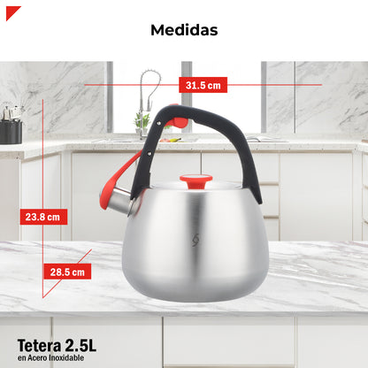 Tetera Bogner 2.5l Acero Inoxidable Bwk25 Compatible Estufas