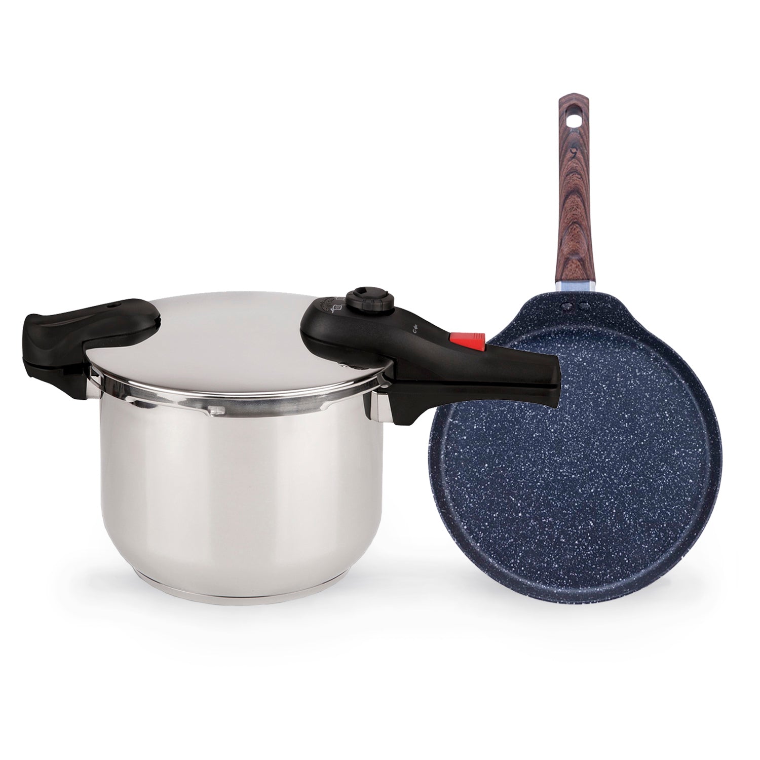 Combo Olla de presión 8L acero inoxidable + Comal de granito