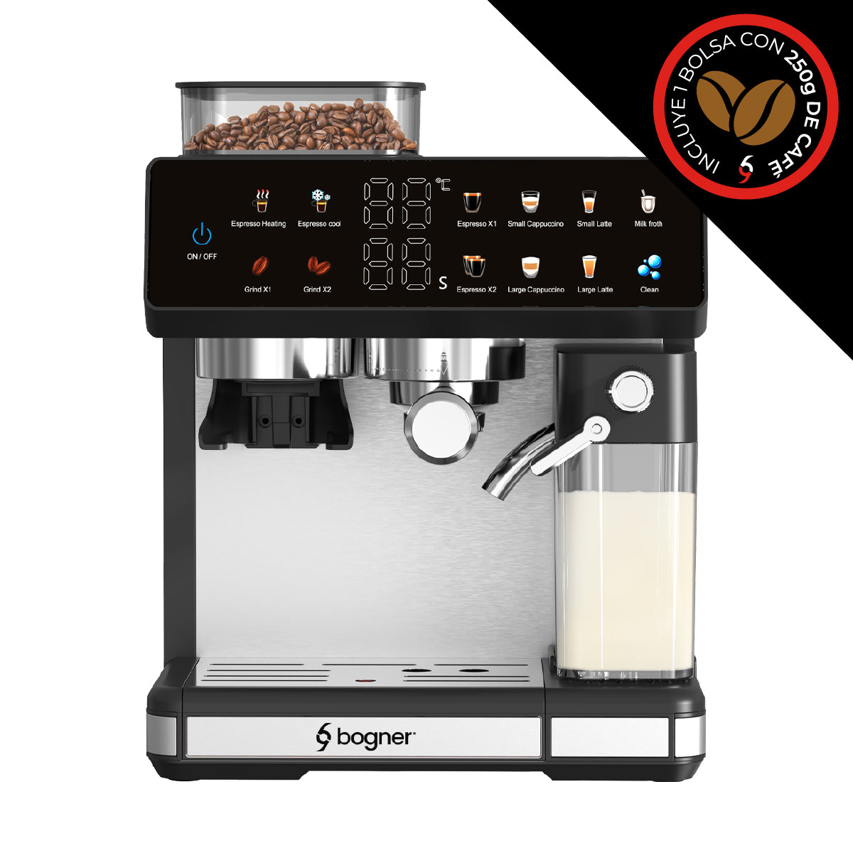 Cafetera Semiautomática Con Molino 20bar Bogner