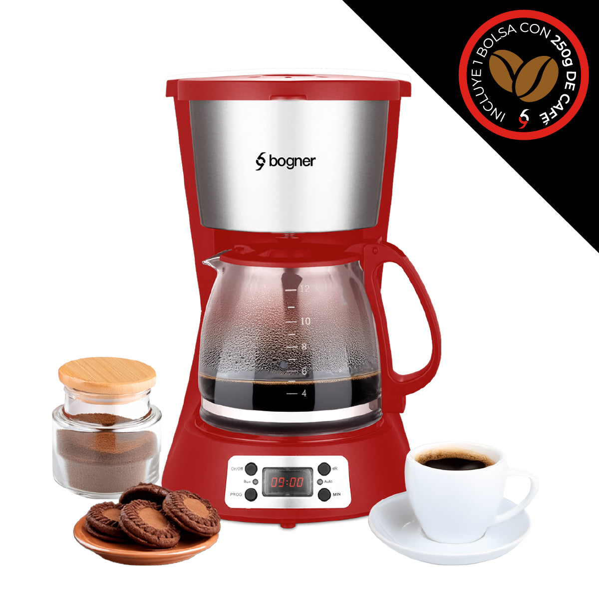 🎁 Bogner Cafetera Digital De Goteo Capacidad 12 Tazas BDCM12R (100% off)