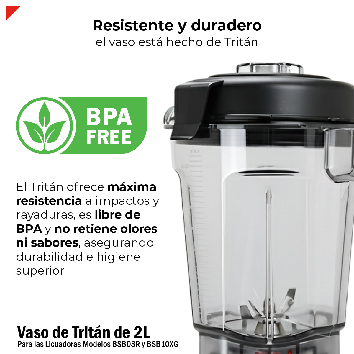 Vaso Tritán 2l C/aspas Y Tapa Para Licuadora Bbs10xg y Bsb03r