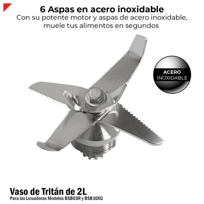 Vaso Tritán 2l C/aspas Y Tapa Para Licuadora Bbs10xg y Bsb03r
