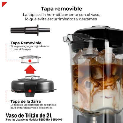 Vaso Tritán 2l C/aspas Y Tapa Para Licuadora Bbs10xg y Bsb03r