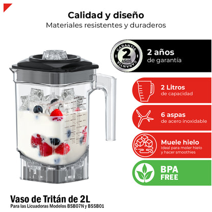 Vaso Tritán 2l C/aspas Y Tapa Para Licuadora Bssb01 Y Bsb07n