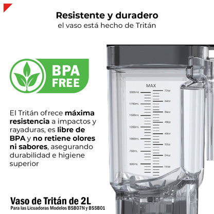 Vaso Tritán 2l C/aspas Y Tapa Para Licuadora Bssb01 Y Bsb07n