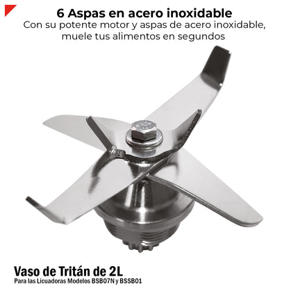 Vaso Tritán 2l C/aspas Y Tapa Para Licuadora Bssb01 Y Bsb07n