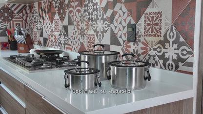 Bogner Batería De Cocina Apilable 6 Pz Acero Inox BCPS06AP